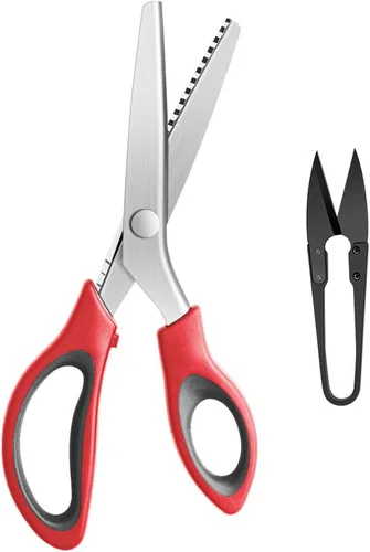 Tijeras Dentadas Serradas, Mangos con Agarre Cómodo, Tijeras Profesionales de Confección, Costura y Manualidades con Corte en Zigzag, Adecuadas para