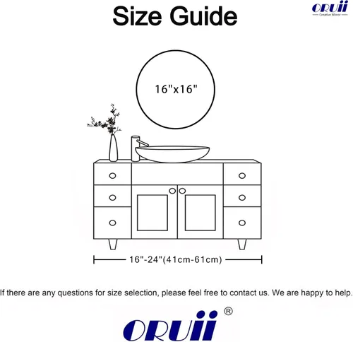 Vista 6 de Oruii - Espejo redondo negro de 16 pulgadas, espejo circular montado en la pared para baño, sala de estar, dormitorio, tocador, entrada, pasillo.