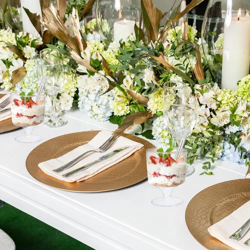 Vista 5 de Whaline 200 tazas de postre de 5 onzas con cucharas, 50 tazas de parfait de copa cuadrada, 50 tazas de aperitivo transparentes, 100 cucharas