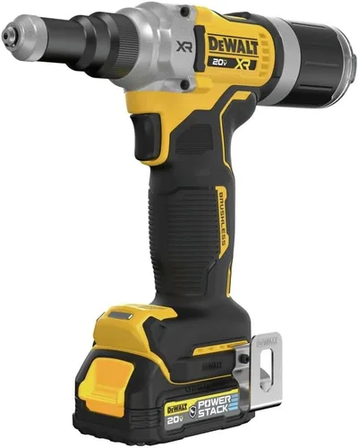 Vista 3 de DEWALT Herramienta de remache inalámbrica MAX XR de 20 V, 1/4 de pulgada, batería y cargador incluidos (DCF414GE2)