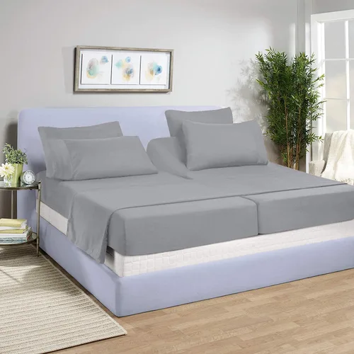 Vista 14 de Juego de sábanas divididas (5 piezas) para camas ajustables, 100% algodón egipcio de 800 hilos, tamaño California King, sábanas ajustables con Negro