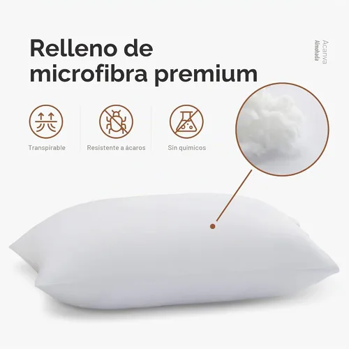 Vista 2 de Acanva Juego de 2 almohadas de cama de la colección de hotel, insertos suaves de lujo para dormir, transpirables y cómodos para los que duermen