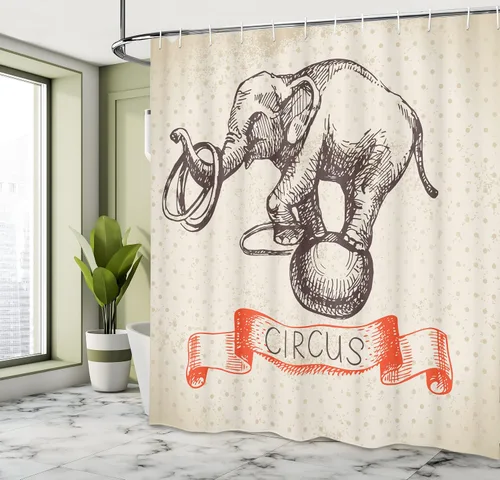 Vista 72 de set de cortina para baño decorativa de tela de poliéster con ganchos