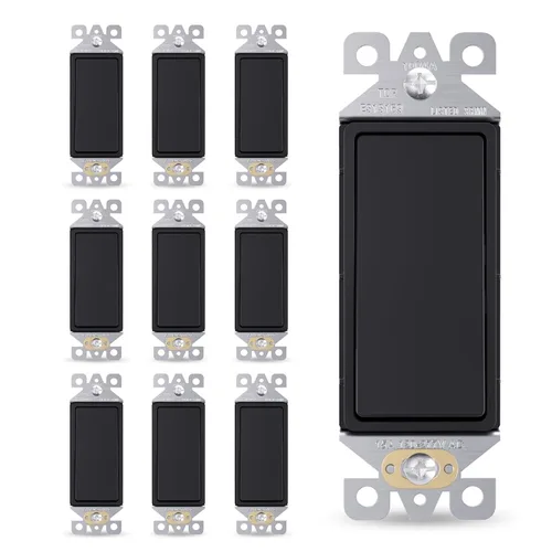 Vista 11 de AIDA Interruptor de Luz Decorativo Basculante de Un Solo Polo, Interruptores de Luz Eléctricos con Conexión a Tierra Automática de 15 Amperios