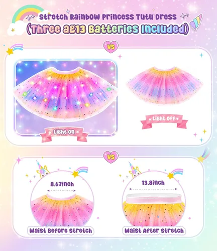 Vista 3 de Ropa de princesa para niña, vestidos de princesa iluminados, capa de princesa con juguetes para niñas de 3 a 6 años