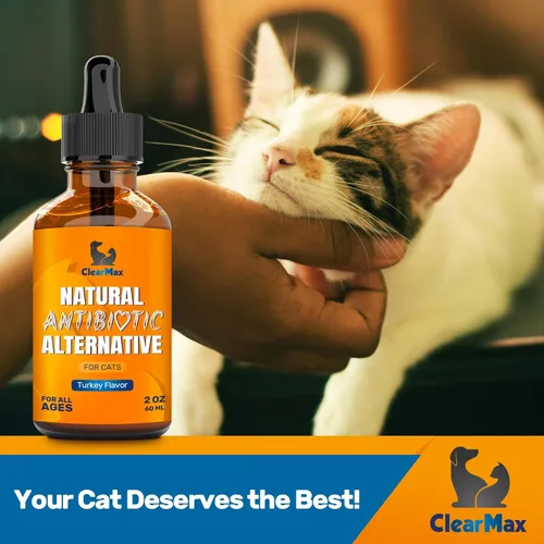 Vista 8 de Antibiotics for Cats in Drops – Сat Respiratory Infection Treatment: Cold, Cough, and Allergies – Cat UTI Treatment with Turkey Flavor – May Support