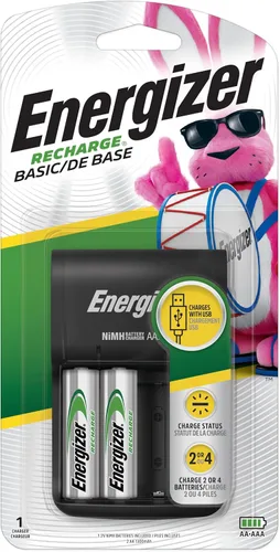 Vista 9 de Energizer Cargador básico de recarga con 2 baterías recargables AA NiMH (incluidas), indicador led