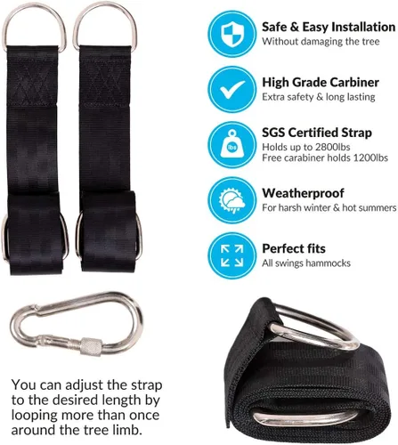 Vista 2 de Kit de correas colgantes para columpios de bebé, columpios de neumáticos, hamacas; accesorios para columpios al aire libre