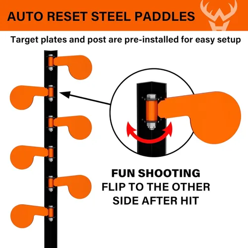 Vista 3 de Highwild AR500 Kit de objetivo de árbol de duelo - Seis paletas de acero 4 "x 1/4" objetivos de tiro reactivos con soporte