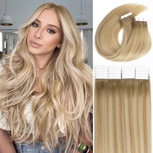 Vista 29 de Lacer Extensiones de cabello con cinta invisible, color negro natural, extensiones de cabello con cinta invisible, 18 pulgadas, cabello humano real