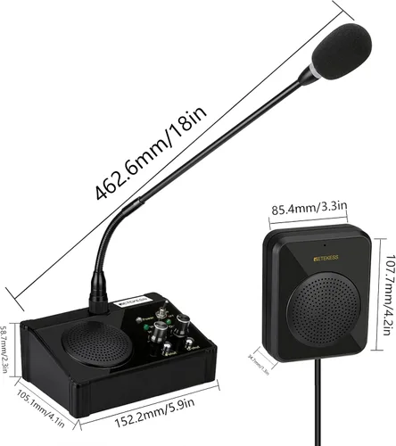 Vista 7 de Retekess TW106 Intercomunicador de ventana, altavoz, soporte de micrófono externo, sistema de intercomunicación para negocios, escuela, hospital