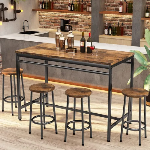 Vista 66 de DKLGG Juego de mesa de comedor para 4, mesa de cocina moderna y sillas para 4 tapas de madera y patas de metal ajustables, juego de mesa de comedor
