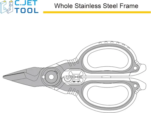 Vista 5 de Tijeras de electricista de acero inoxidable de 6 pulgadas para cable blando de cobre de aluminio (turquesa)