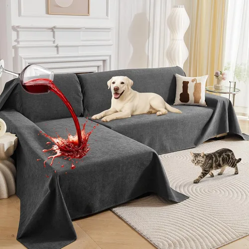 Vista 8 de Deep Dream Fundas para sofá modular, 2 piezas, 100% impermeable, funda de sofá en forma de L, funda de sofá antideslizante para perros y gatos