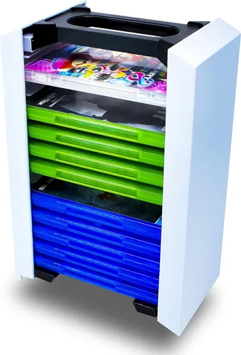 Vista 3 de Game Storage Tower – Universal Video Game Storage – Stores 12 Game or Blu-Ray Disks – Game Holder Rack for PS4, PS5, Xbox One, Xbox Series X/S