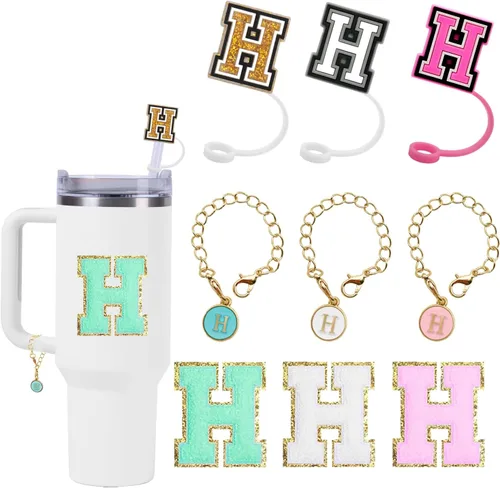 Vista 15 de Stanley - Juego de accesorios – 3 fundas para pajilla, 3 calcomanías de toalla con dije de letras para vaso Stanley de 40/30 onzas