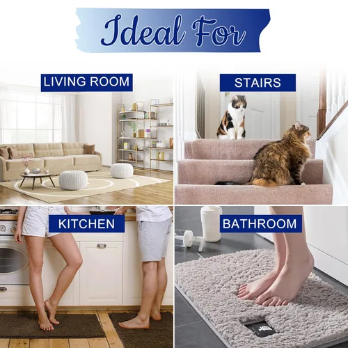 Vista 6 de Cinta adhesiva de doble cara para alfombras, resistente, antideslizante, para bordes de alfombras, para alfombras de área, suelos de madera dura