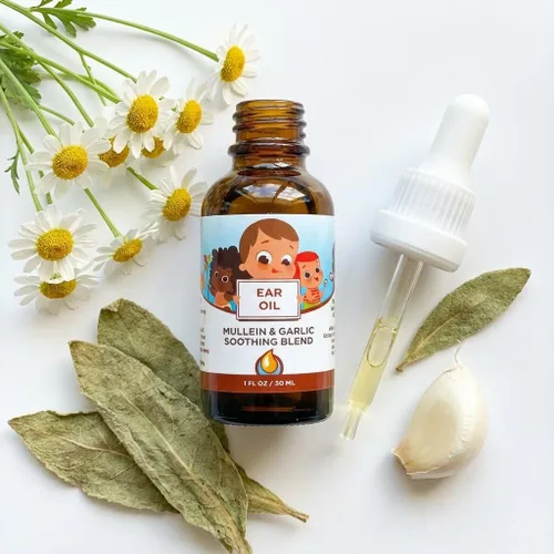 Vista 6 de Punkin Butt Aceite de oído para bebés Ajo orgánico, gordolobo, gotas de caléndula para los oídos seguros para bebés (1 oz)