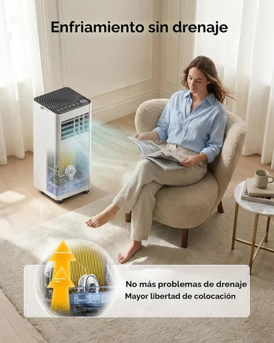 Vista 7 de EUHOMY 8,000 BTU Portable Air Conditioner, 3-in-1 Portable AC Unit with Cools, Dehumidifier, Fan, 50 dB Sleep Mode, Cools 350 Sq.Ft. with 350 CFM