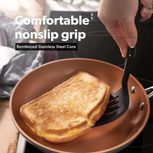 Vista 8 de DI ORO - Juego de 7 espátulas de silicona, resistente al calor hasta 600 °F, sin BPA (negro)