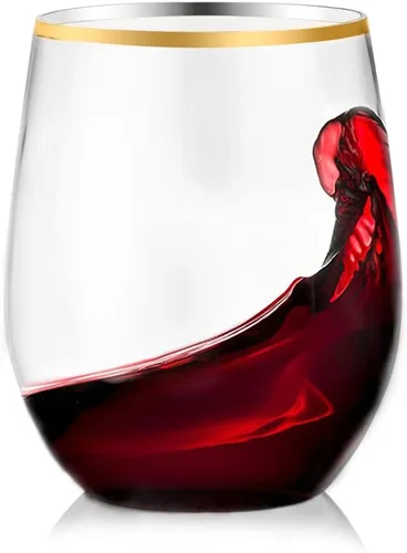 Vista 15 de SUT Copas de vino desechables sin tallo, copas de vino irrompibles de 12 onzas, inastillables, reciclables, copas de vino de plástico resistentes
