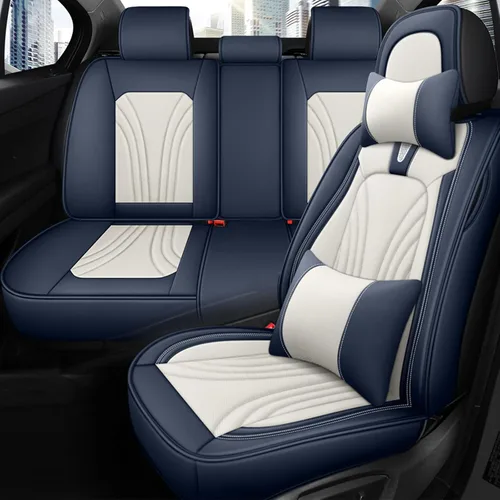 Vista 23 de Juego de fundas de asiento de automóvil para Honda Civic 2003-2025, piel sintética impermeable, compatible con bolsas de aire y protector de cojín