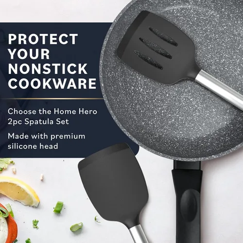 Vista 2 de Home Hero Juego de espátulas de silicona – Espátulas resistentes al calor para cocinar – Utensilios de cocina ergonómicos de acero inoxidable