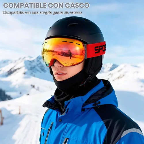 Vista 3 de SPOSUNE Ski Goggles Over Glasses for Men Women Youth, Large, Max-Vision Azul Vlt 14%
