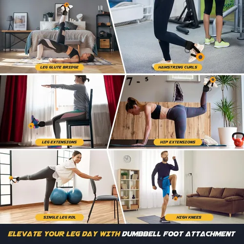 Vista 7 de nooncrazy Ankle Straps for Dumbbell and Cable Machine, Dumbbell Foot Attachment with Longer Stronger Nylon Strap, Tibialis Trainer, Leg Extensions