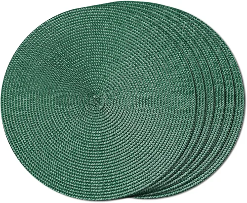 FunWheat Juego de 6 manteles individuales redondos trenzados para mesas de comedor, tejidos, lavables, antideslizantes, pequeños de 13 pulgadas (S
