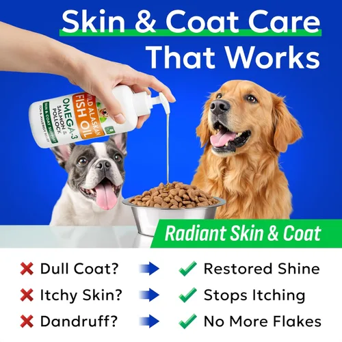 Vista 9 de Bark&Spark Aceite de pescado para perros – Omega-3 natural – Apoyo para la piel y el pelaje – Suplemento alimenticio líquido para mascotas – EPA