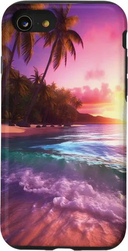 Vista 18 de Tropical Island Sunset Beach in Hawaii Case for iPhone 16