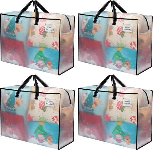 Vista 13 de VENO Paquete de 4 bolsas de mudanza resistentes, bolsas de almacenamiento, suministros de embalaje, cremallera superior, bolsas de almacenamiento