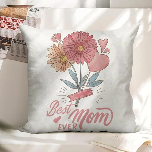Vista 15 de Custom Pillow with Name,Printed in USA,18"x18" Personalized Linen Pillow Cover for Mom, Custom Gifts for Mother's Day (Style-1)