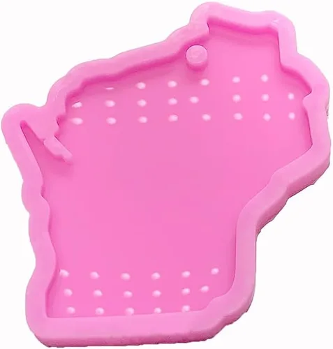 Vista 3 de Molde de silicona brillante con forma de mapa estatal de Wisconsin de Estados Unidos para manualidades, llavero de bricolaje, arcilla polimérica