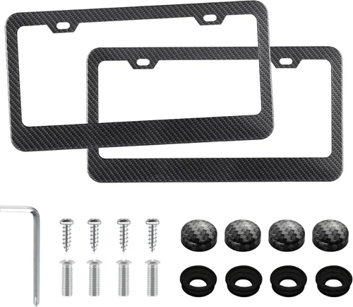 Vista 9 de LivTee marcos de acero inoxidable para placa, con 4 agujeros, 2 unidades, cubierta para placa de auto, diseño delgado con tornillos, arandelas y Azul