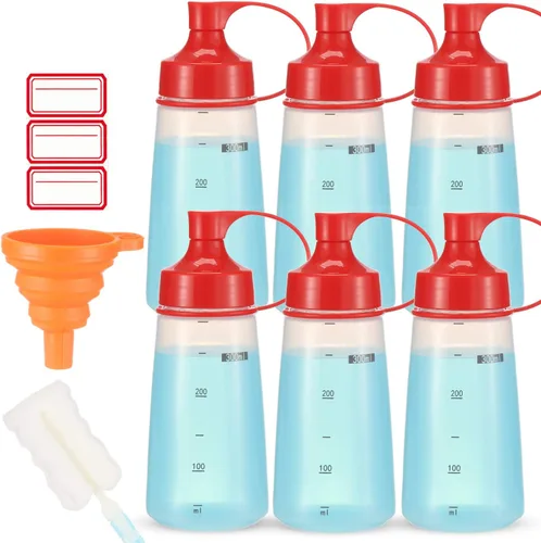 Vista 10 de Botella exprimidora de condimentos para salsas de boca ancha, botellas de plástico para condimentos, pintura, salsa de tomate, mostaza, aceite