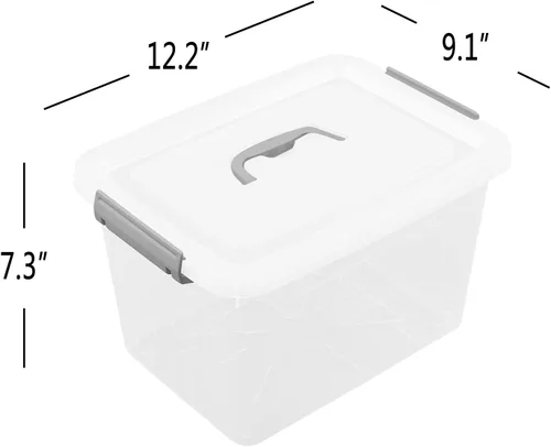 Vista 2 de Caja de almacenamiento de plástico transparente de 10 L, caja de cierre de almacenamiento de 6 unidades Contenedores de plástico con tapa y asa