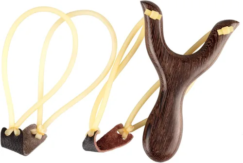 Vista 2 de BASUNE Slingshot - Tirachinas de caza de madera con mango ergonómico, juego de caza profesional, incluye aproximadamente 100 bolas de arcilla