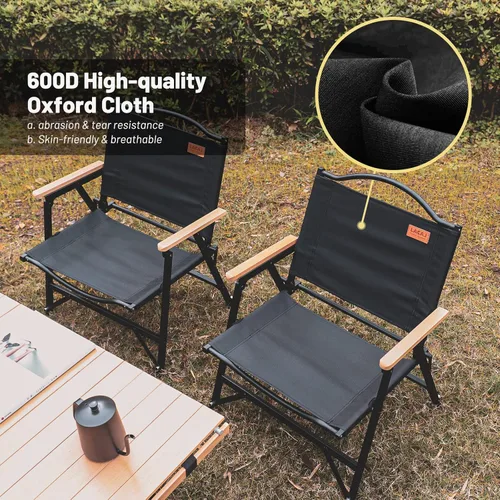 Vista 3 de G2 GO2GETHER Silla plegable de camping para adultos al aire libre, marco de aleación de aluminio resistente con reposabrazos, cómoda tela Oxford