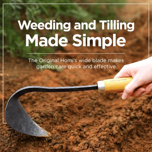 Vista 2 de Original Homi - Azada de mano zurda, herramienta de jardín tradicional coreana hecha a mano para deshierbar y plantar con acero forjado y mango