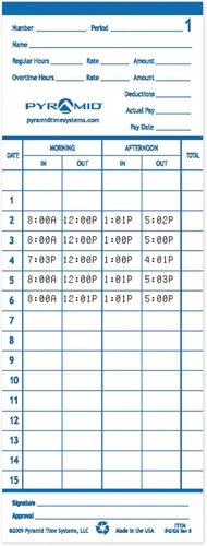 Vista 6 de Pyramid Time Systems - Tarjetas de tiempo auténticas (42415PK3) para relojes de tiempo de la serie Pirámide 2500, 2500K1, 2600, 2650, hojas