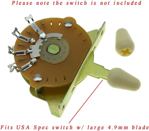 Vista 2 de KAISH 2 unids Guitarra 5 Way Pickup Selector Interruptor Punta Interruptor Tapa Interruptor Pomo para USA Stratocaster/Strat envejecido Blanco