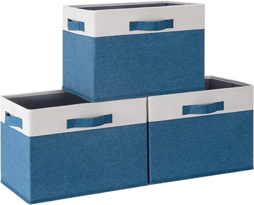 Vista 54 de GhvyenntteS Contenedores de almacenamiento extra grandes con tapas, cajas de almacenamiento plegables de tela con tapas y asas, cestas