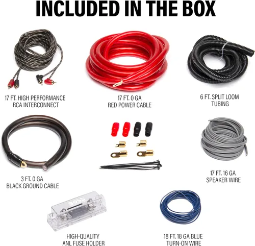 Vista 3 de BOSS Audio Systems Kit de cableado de instalación de amplificador de calibre 0 KIT20: un kit de cableado para amplificador de automóvil te ayuda a