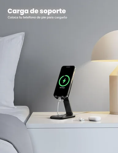 Vista 3 de Lamicall Soporte de teléfono celular para escritorio, [altura ajustable], soporte plegable para teléfono celular, soporte portátil para iPhone 17