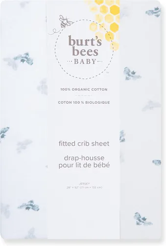 Vista 2 de Burt's Bees Baby Sábana Bajera para Cuna Ajustable de Algodón Orgánico Esencial, Transpirable para Colchones Estándar para Cuna y Niños Pequeños