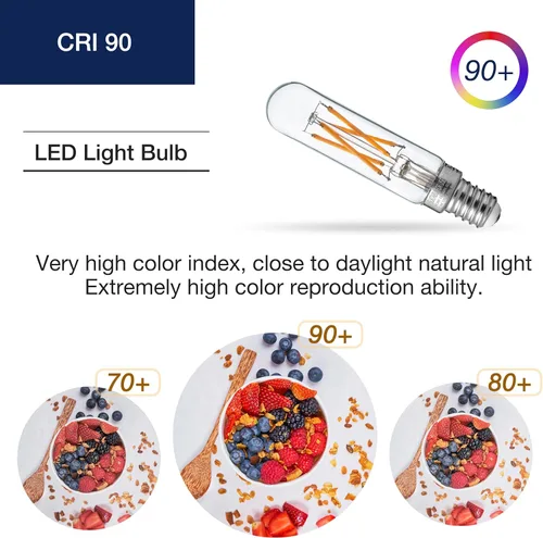 Vista 4 de FLSNT Bombillas LED de candelabro equivalentes a 60 W, bombillas LED regulables T6/T25 para candelabro, 90+ alto CRI, 2700 K blanco suave, base E12