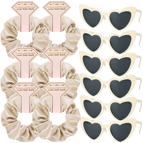 Vista 19 de Juego de 6 bandas elásticas de satén para dama de honor, para despedida de soltera, sin daños, para regalo para bodas, fiestas, regalos de propuesta