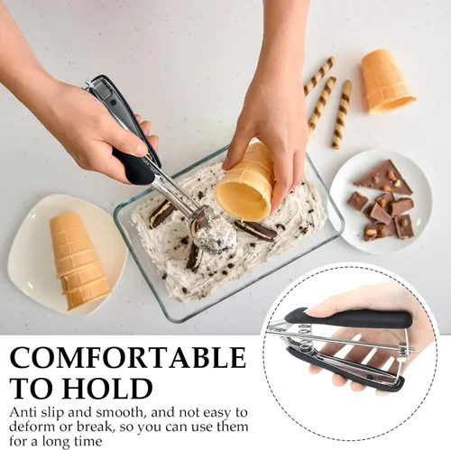 Vista 5 de Yinder Juego de 4 cucharadas de galletas para helado, cucharas de galletas para hornear, incluye 1/2/3/4 cucharadas de acero inoxidable